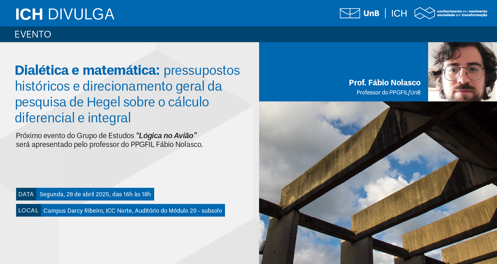 Grupo de Estudos Lógica no Avião divulga seu próximo evento com a presença do Prof. Fábio Nolasco